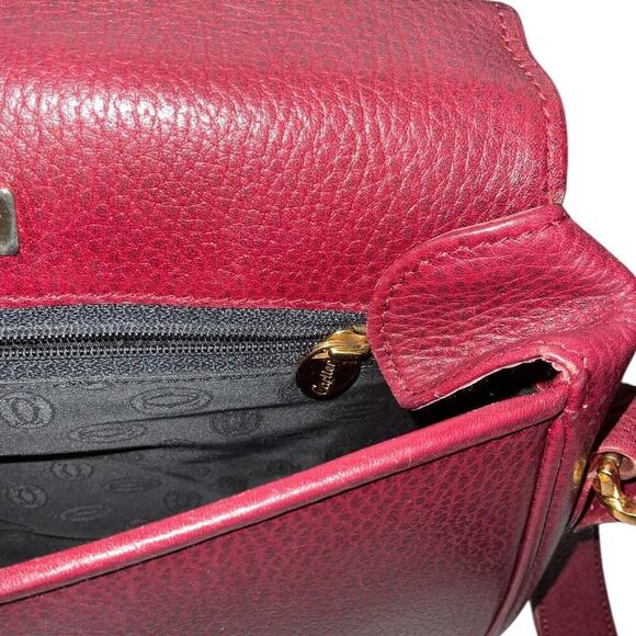 Cartier Vintage Must De Cartier Burgundy Saddle Crossbody Bag W/Dust bag - Picture 11 of 16